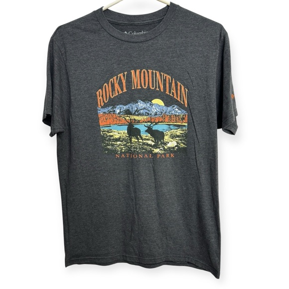 Columbia Men’s Gray‎ Short Sleeve Tee with Mountain Graphic M - Picture 1 of 2